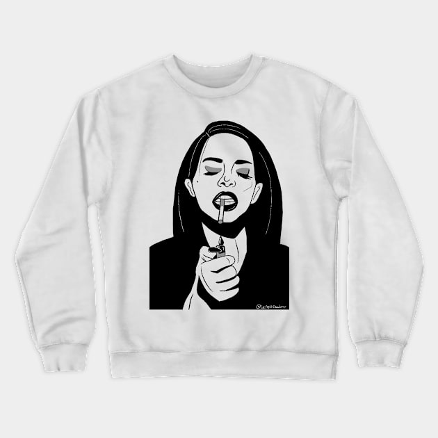 Aesthetic Smoking Girl (Only black color) Crewneck Sweatshirt by LePetitShadow